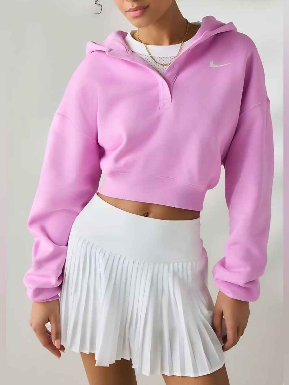 NEW!!! NIKE Phoenix Fleece Cropped Oversized Henley Hoodie Sweatshirt